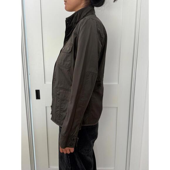 J Crew women's jacket , waxed cotton, 4 patch pocket, zipper and snap front - Picture 2 of 8